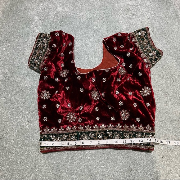 Women’s Velvet Maroon Wedding / Reception Lengha - 3 piece brand new - Picture 4 of 15